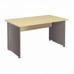 BUREAU DROIT ACTIVITY - L. 140 X P. 80 CM - PLATEAU HÊTRE - PIEDS PLEINS 'ALUMINIUM'