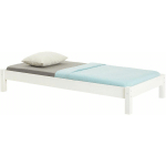 LIT FUTON TAIFUN LIT SIMPLE POUR ADULTE ET ENFANT 90 X 190 CM, EN PIN MASSIF LASURÉ BLANC - BLANC