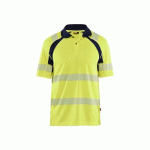 POLO DE TRAVAIL HAUTE VISIBILITÉ ANTI-UV 3595 - JAUNE FLUO ET BLEU MARINE - 3XL BLAKLADER