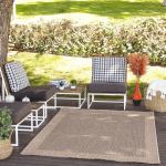 SURYA - TAPIS EXTÉRIEUR TERRASSE SALON CUISINE RUSTIQUE STYLE PROVENÇAL EFFET JUTE MARRON ET NOIR 160 X 213 CM