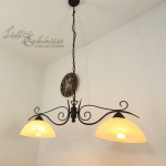 LICHT-ERLEBNISSE - SUSPENSION RUSTIQUE COUNTRY 2FLMG - BRUN ANTIQUE, BLANC