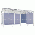 ABRI FUMEURS VOÛTE L 5 M BARDAGES VERRE BLANC 9010 - PROCITY