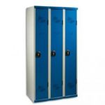 ACIAL VESTIAIRE MONOBLOC GRIS PORTES BLEU SEAMLINE OPTIMUM INDUSTRIE SALISSANTE 3 CASES