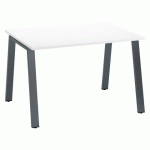 BUREAU DROIT ECLA BLANC L 120 X P 80 CM PIÈTEMENT MÉTAL FINITION ANTHRACITE