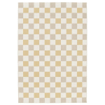 DÉCOWEB - TAPIS MOTIF DAMIER EN MATIÈRE RECYCLÉE - ANDY - BEIGE ET OCRE - 160 X 230 CM