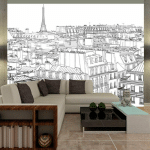 ARTGEIST - PAPIER PEINT CROQUIS PARISIEN - 350 X 270 CM - NOIR ET BLANC