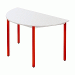 TABLE MODULAIRE DOMINO 1/2 ROND - L. 120 X P. 60 CM - PLATEAU GRIS - PIEDS ROUGES