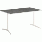 TABLE TAMARIS 160X80 PL.MÉTAL BROSSÉ/BLANC PIET.SABLE/BLANC