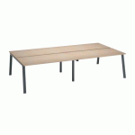 PÔLE 4 BUREAUX ECLA CHÊNE CLAIR L 160 X P 80 CM PIÈTEMENT MÉTAL ANTHRACITE