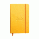 RHODIARAMA CARNET REMBORDÉ RIGIDE 9X14 CM 192 PAGES UNI PAPIER IVOIRE 90G FERMETURE ÉLASTIQUE - JONQUILLE - LOT DE 2