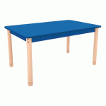 TABLE CLASSIK RECTANGULAIRE RÉGLABLE T0 À T3 - BLEU/HÊTRE - MANUTAN COLLECTIVITÉS