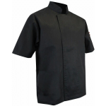 VESTE DE CUISINIER À MANCHES COURTES PRESSIONS CACHÉES - ECUMOIRE - NOIR - TAILLE: 2XL - COULEUR: NOIR - NOIR