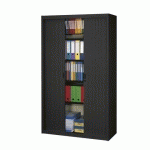 ARMOIRE MÉTAL À RIDEAUX DÉMONTABLE CLASSIQUE H 200 X L 100 CM CORPS NOIR / RIDEAUX NOIR