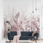 MICASIA - MURALE - BOTANY - TROPICAL LEAVES PINK DIMENSION HXL: 192CM X 192CM MATÉRIEL: SMART