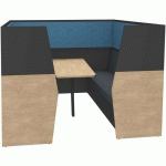 BOX ACOUSTIQUE 6PL. AVEC TABLE CHÊNE CLAIR/CARBONE / BLEU - SIMMOB