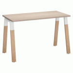 BUREAU DROIT ECLA CHÊNE CLAIR L 120 X P 60 CM PIÈTEMENT MÉTAL ET BOIS