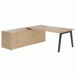 BUREAU MANAGER CHÊNE CLAIR 180 X 100 CM AVEC CONSOLE À GAUCHE - EXPRIM - ANTHRACITE