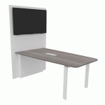 STATION VISIO HUB BLANC : TABLE 180X72X100 CM CÈDRE/BLANC - BURONOMIC
