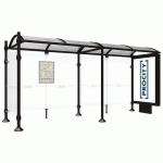 ABRI BUS PROVINCE 5 M CAISSON 1 BARDAGE INOX NOIR 9005 - PROCITY