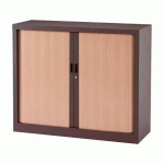 ARMOIRE MÉTAL À RIDEAUX MONOBLOC GENERIC H 100 X L 120 X P 43 CM CORPS ANTHRACITE / RIDEAUX CHÊNE CLAIR