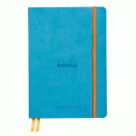 RHODIARAMA GOALBOOK SOUPLE A5 240 PAGES PETITS CARREAUX 5X5 PAPIER IVOIRE 90G - TURQUOISE