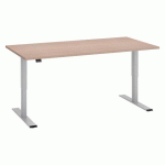 BUREAU RÉGLABLE EN HAUTEUR ÉLECTRIQUE ECLA ERGO L 160 X P 80 CM PIED GRIS ALUMINIUM / PLATEAU CHÊNE CLAIR