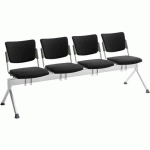 POUTRE CAMPUS TAPISSÉE TISSU POUR VISITEUR - 4 PLACES - NOIR - QUADRIFOGLIO