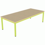 TABLE CARÉLIE 180X80 T2 STRAT POLY. HÊTRE MIEL BEIGE/VERT AC - MOBIDECOR