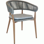FAUTEUIL NORDIC STRUC ALU BOIS NAT ASS/DOS ROPE GRIS COUSSIN - STAMP