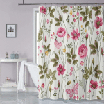 RIDEAU DE DOUCHE FLORAL, RIDEAU DE DOUCHE TROPICAL, RIDEAU DE DOUCHE EN TISSU IMPERMÉABLE RIDEAU DE DOUCHE