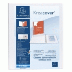 CLASSEUR PERSONNALISABLE RIGIDE 2 POCHES KREACOVER - 2 ANNEAUX EN D 30MM - A4 MAXI - BLANC - LOT DE 10