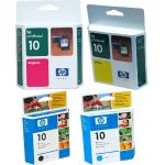 LOT DE 4 TÊTES IMPRESSION HP N° 10 NOIRE ET COULEUR
