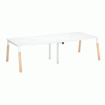 TABLE DE RÉUNION MODULABLE AVEC EXTENSION ECLA L 280 X P 126 CM PLATEAU BLANC PIÉTEMENT MÉTAL/BOIS