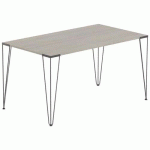 TABLE RÉUNION LORI 140 X 80 CM PLATEAU CHÊNE GRIS PIED NOIR - MBA
