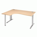 BUREAU COMPACT EXCELLENS L 160 CM HÊTRE RETOUR À GAUCHE PIÉTEMENT MÉTAL PLUS ALU
