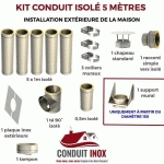 KIT CONDUIT ISOLE EN EXTERIEUR - 5 MÈTRES 130 - INOX