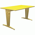 TABLE IRISS 140 X 80 CM DL - STRAT VERT POMME/HÊTRE NATUREL