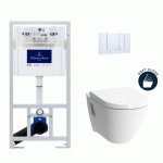 VILLEROY&BOCH - PACK WC BÂTI-SUPPORT + CUVETTE VITRA S50 + ABATTANT SOFTCLOSE + PLAQUE CHROME (VICONNECTS50-1)