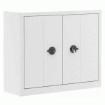ARMOIRE MÉTAL PORTES PLIANTES MONOBLOC ELHIT H 100 X L 120 X P 43 CM BLANC