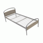 LIT THÉLIA TÊTE/PIED PANNEAU SOMMIER TREILLIS 80X200 ALU/CHÊNE FONCÉ - MANUTAN COLLECTIVITÉS