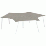 PACK 3 POSTES SYMÉTRIQUES 120 GARY PIED BLANC PLATEAU CHÊNE GRIS - MBA