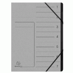 TRIEUR AGRAFÉ AVEC ÉLASTIQUES INTÉRIEUR NOIR 7 COMPARTIMENTS - A4 - GRIS - LOT DE 10