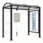 ABRI BUS VOÛTE 2.50 M VITRINE 1 BARDAGE LATÉRAL NOIR 9005 - PROCITY