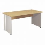 BUREAU DROIT ACTIVITY - L. 160 X P. 80 CM - PLATEAU POIRIER - PIEDS PLEINS 'ALUMINIUM'