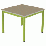 TABLE CARÉLIE MOB 80X80 T4 STR POLY. HÊTRE MIEL BEIG/VERT AC - MOBIDECOR