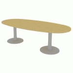 TABLE DE RÉUNION PLATEAU OVALE L.240 HÊTRE 2 PIEDS - QUADRIFOGLIO