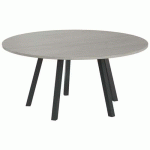 TABLE RÉUNION EVAN Ø 160 CM PIED NOIR PLATEAU CHÊNE GRIS - MBA