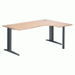 BUREAU COMPACT EXCELLENS L 180 CM RETOUR À DROITE PIÈTEMENT MÉTAL PLUS ANTHRACITE