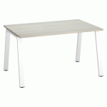 BUREAU DROIT ECLA CHÊNE GRIS L 140 X P 80 CM PIÈTEMENT MÉTAL FINITION BLANC