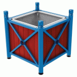 JARDINIÈRE AC/BOIS PROVINCE CITY 80X80 CM BAC ACAJ/BLEU 5010 - PROCITY